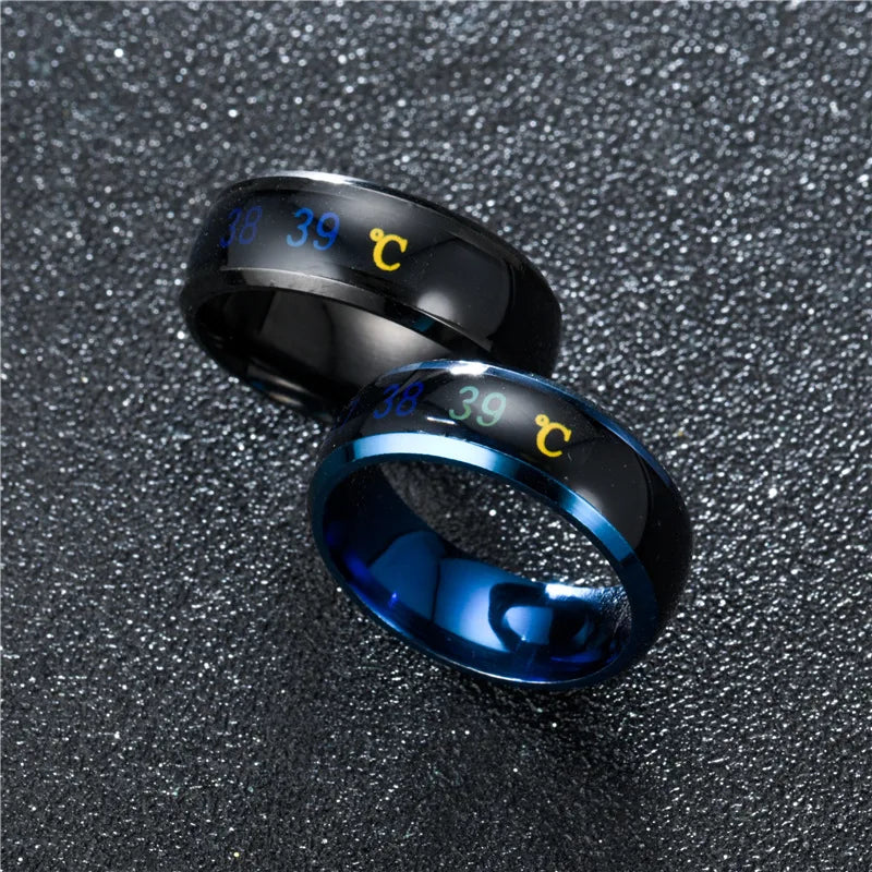 🖤 Smart Temperature Display Couple Ring