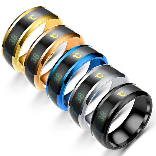 🖤 Smart Temperature Display Couple Ring