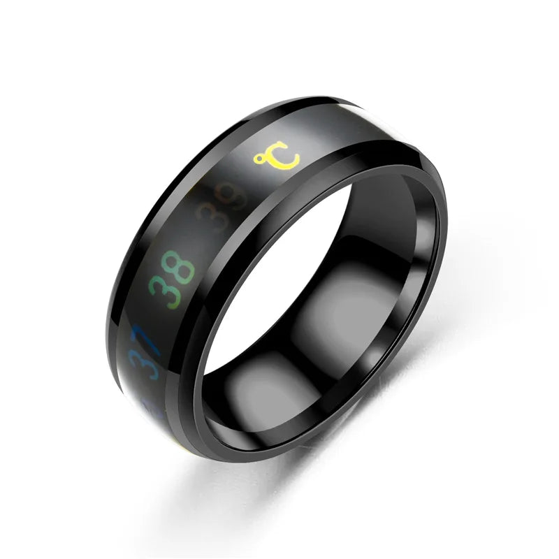 🖤 Smart Temperature Display Couple Ring