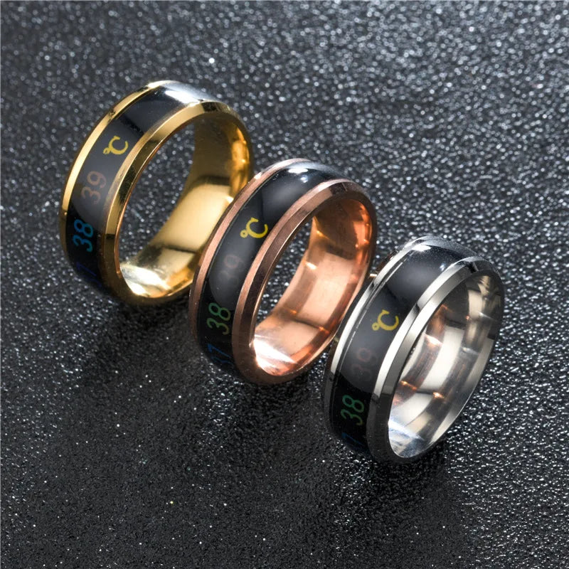 🖤 Smart Temperature Display Couple Ring