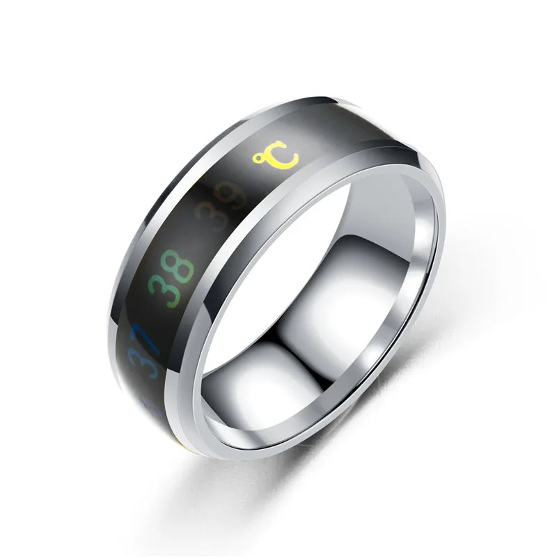 🖤 Smart Temperature Display Couple Ring